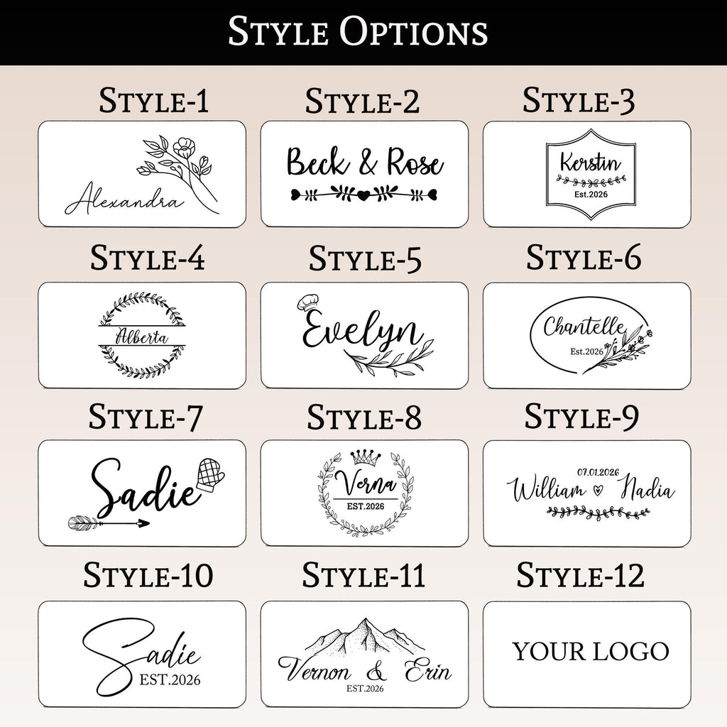 Personalised Ocean Resin & Acacia Charcuterie Board: chart of the twelve engraving styles